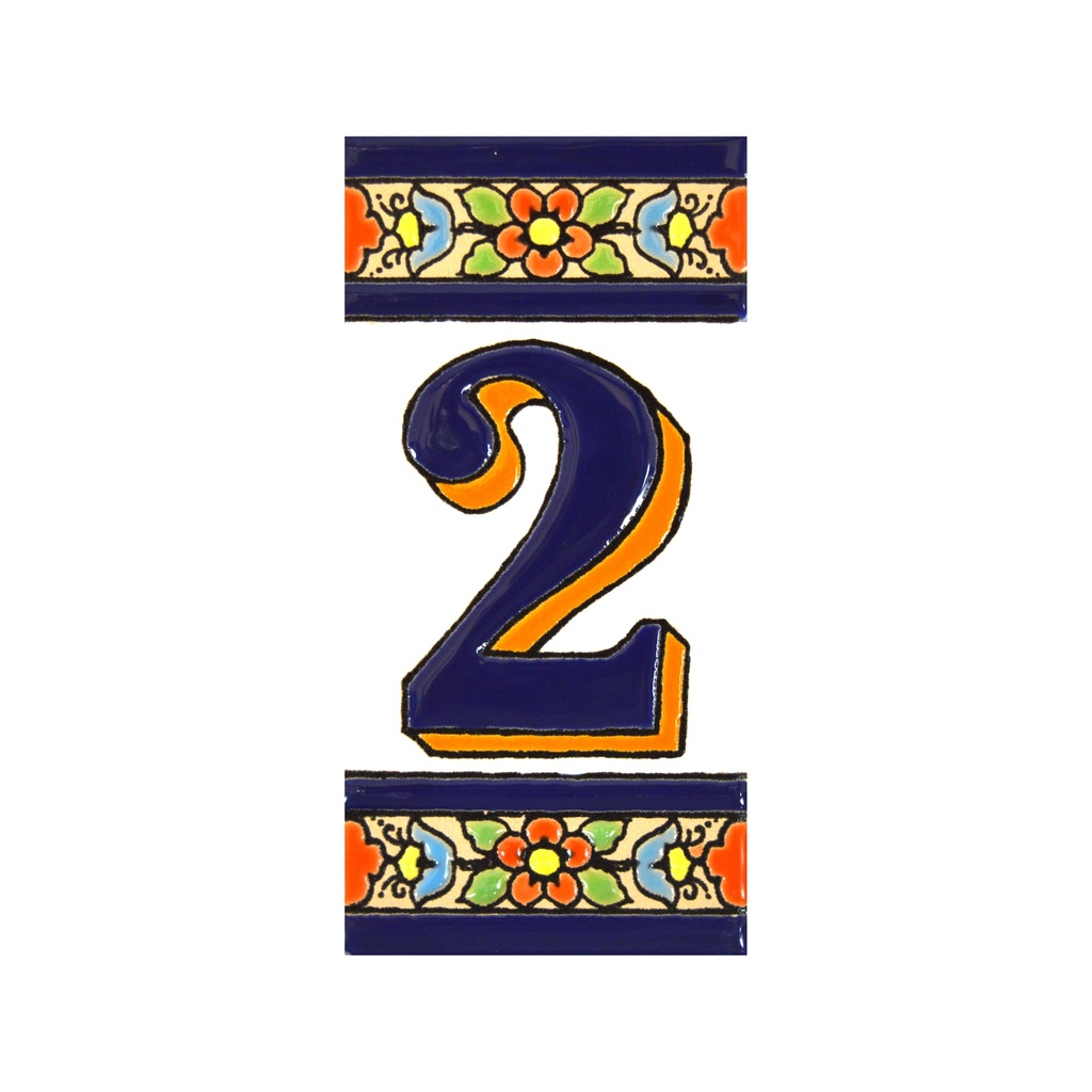 [A01456.2] Chiffre 2 en Carreau – Collection Fleurs (Moyen)