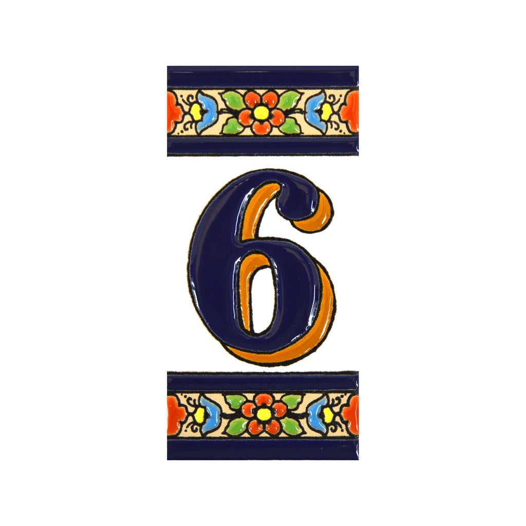 Numero 6 in Piastrella – Collezione Fiori (Medio)
