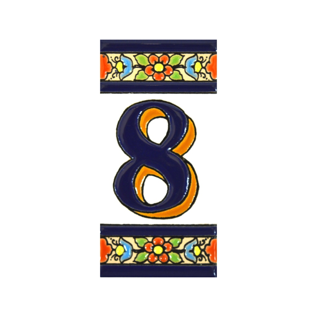 Numero 8 in Piastrella – Collezione Fiori (Medio)