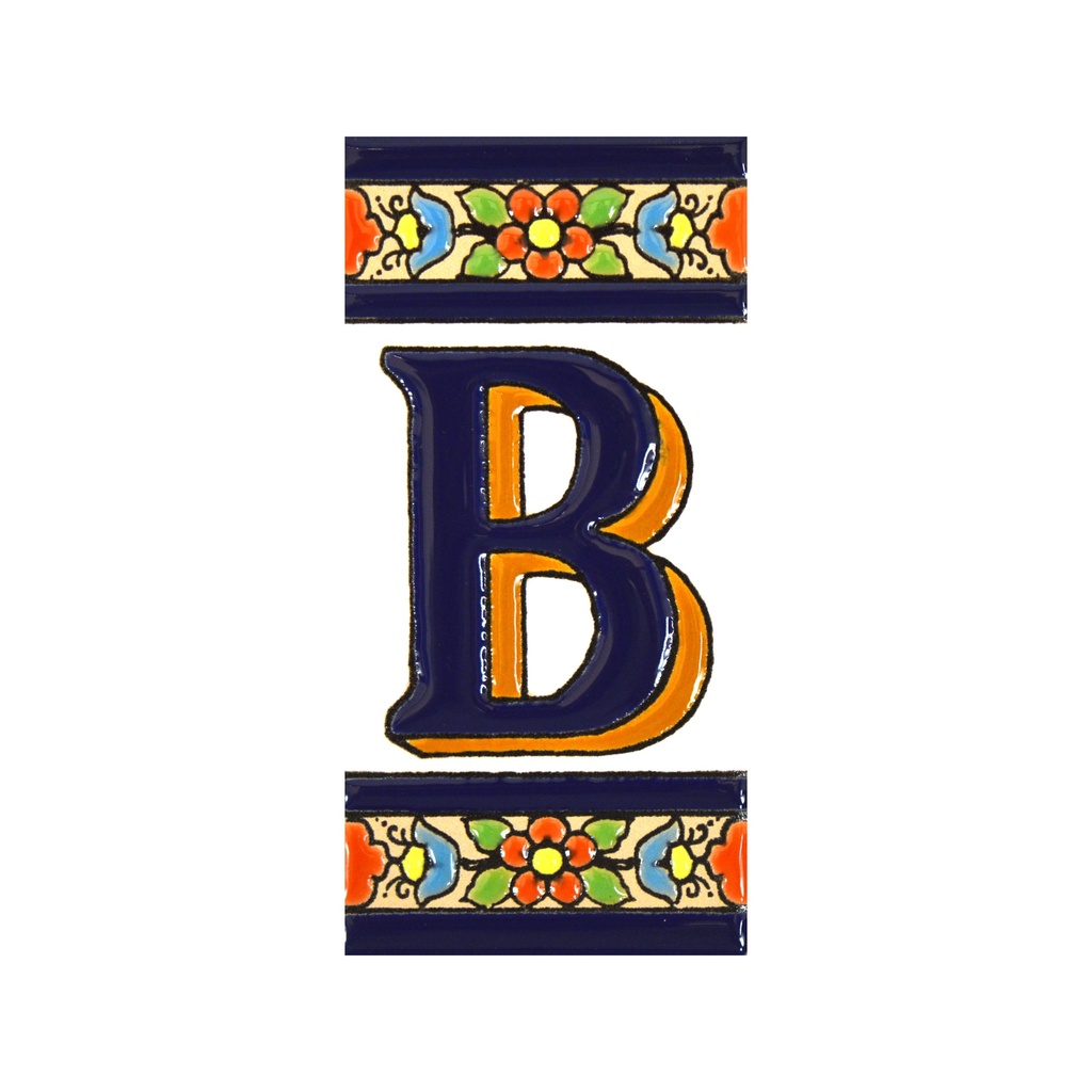 [A01456.B] Letra B en Azulejo – Colección Flores Mediano