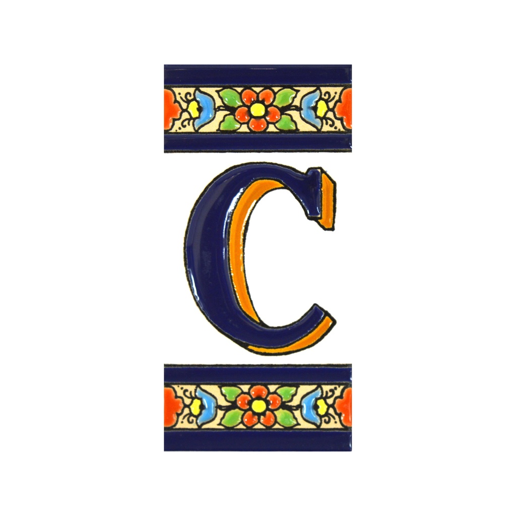 [A01456.C] Letter C Tile – Flowers Collection (Medium)