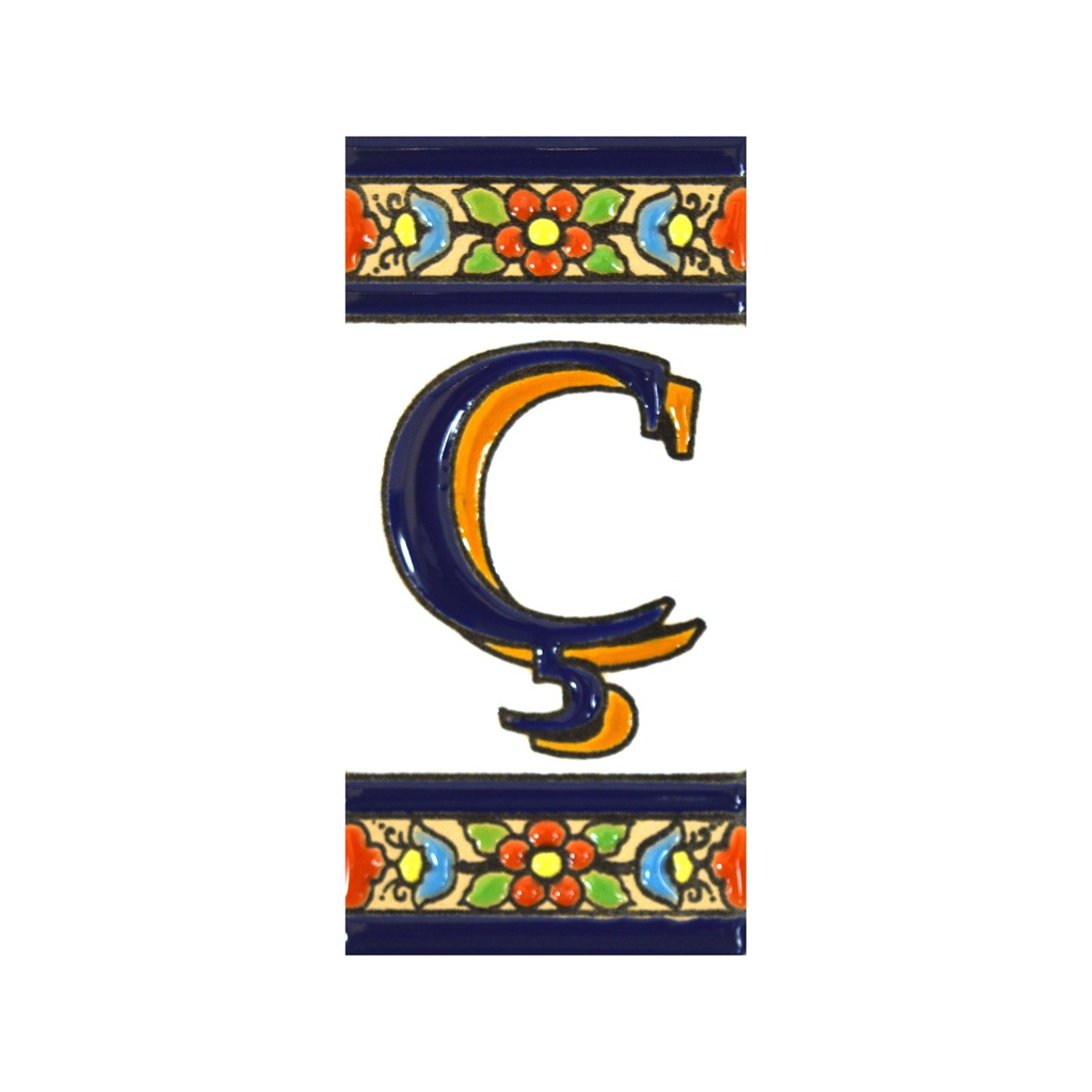 [A01456.Ç] Lettere Ç in Piastrella – Collezione Fiori (Medio)