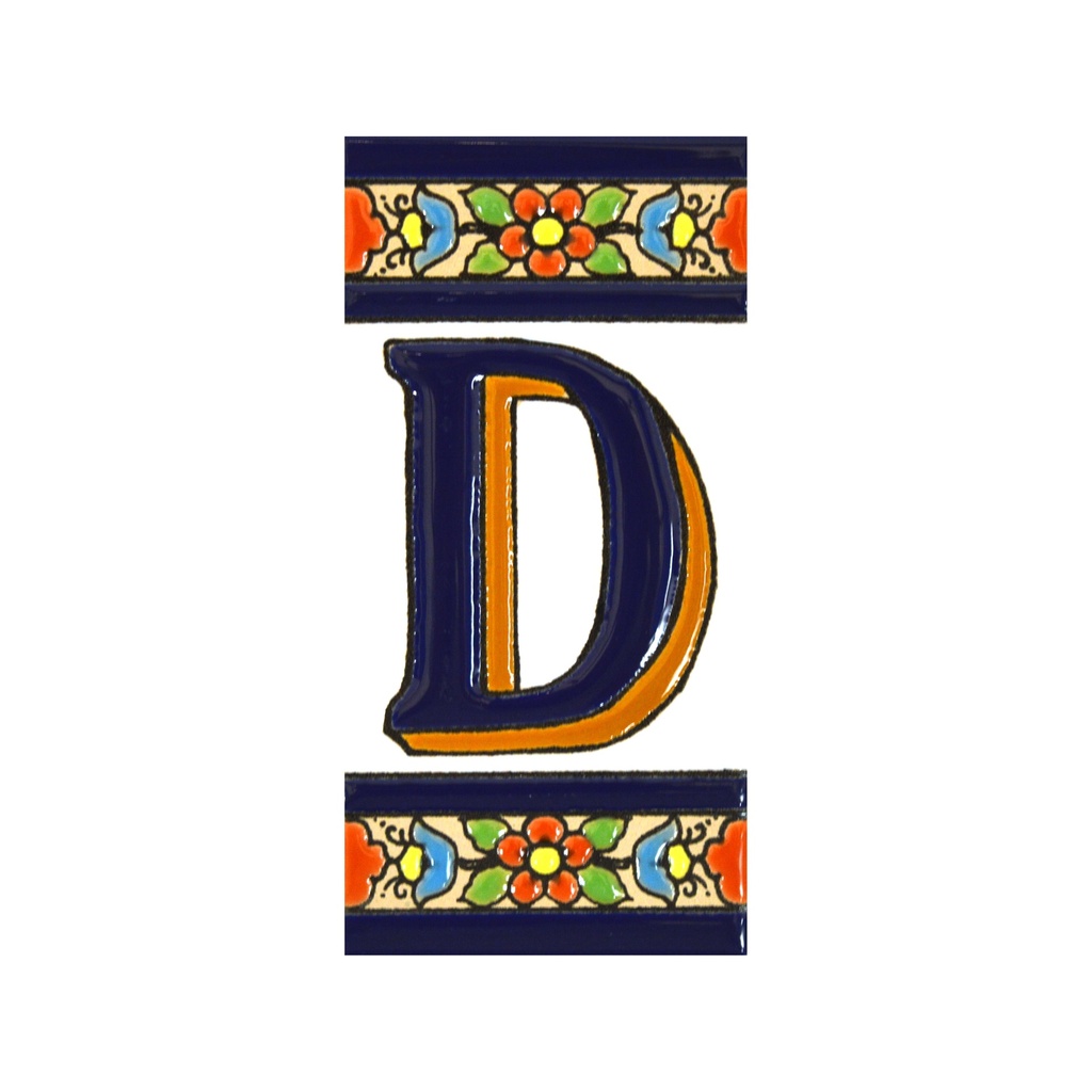 [A01456.D] Letra D en Azulejo – Colección Flores Mediano