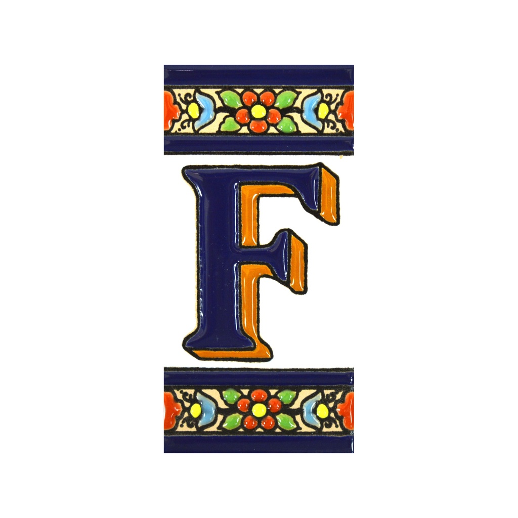[A01456.F] Letter F Tile – Flowers Collection (Medium)
