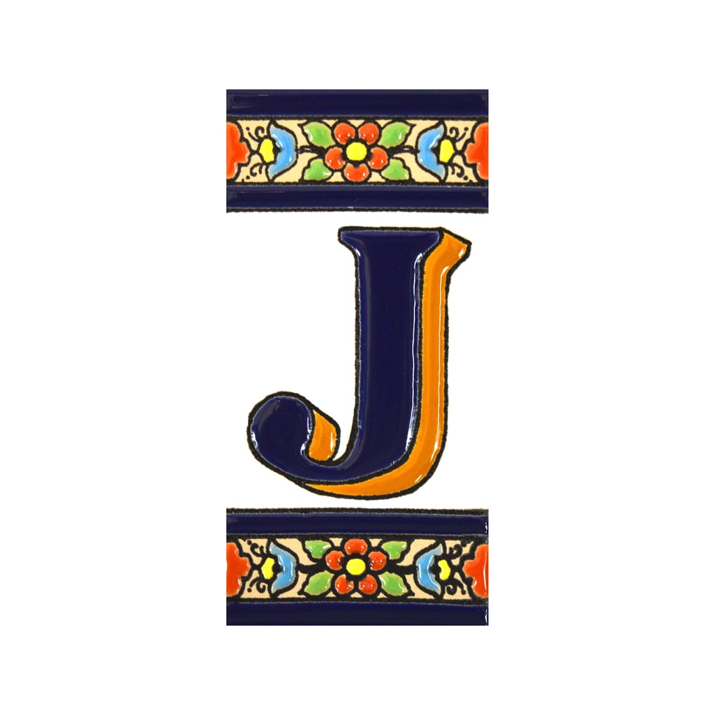 [A01456.J] Letra J en Azulejo – Colección Flores Mediano