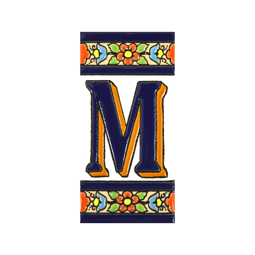 [A01456.M] Letter M Tile – Flowers Collection (Medium)