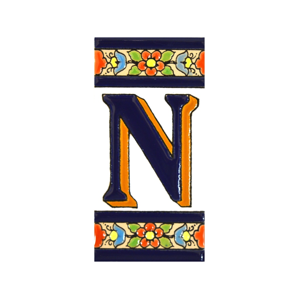 [A01456.N] Lettre N en Carreau – Collection Fleurs (Moyen)