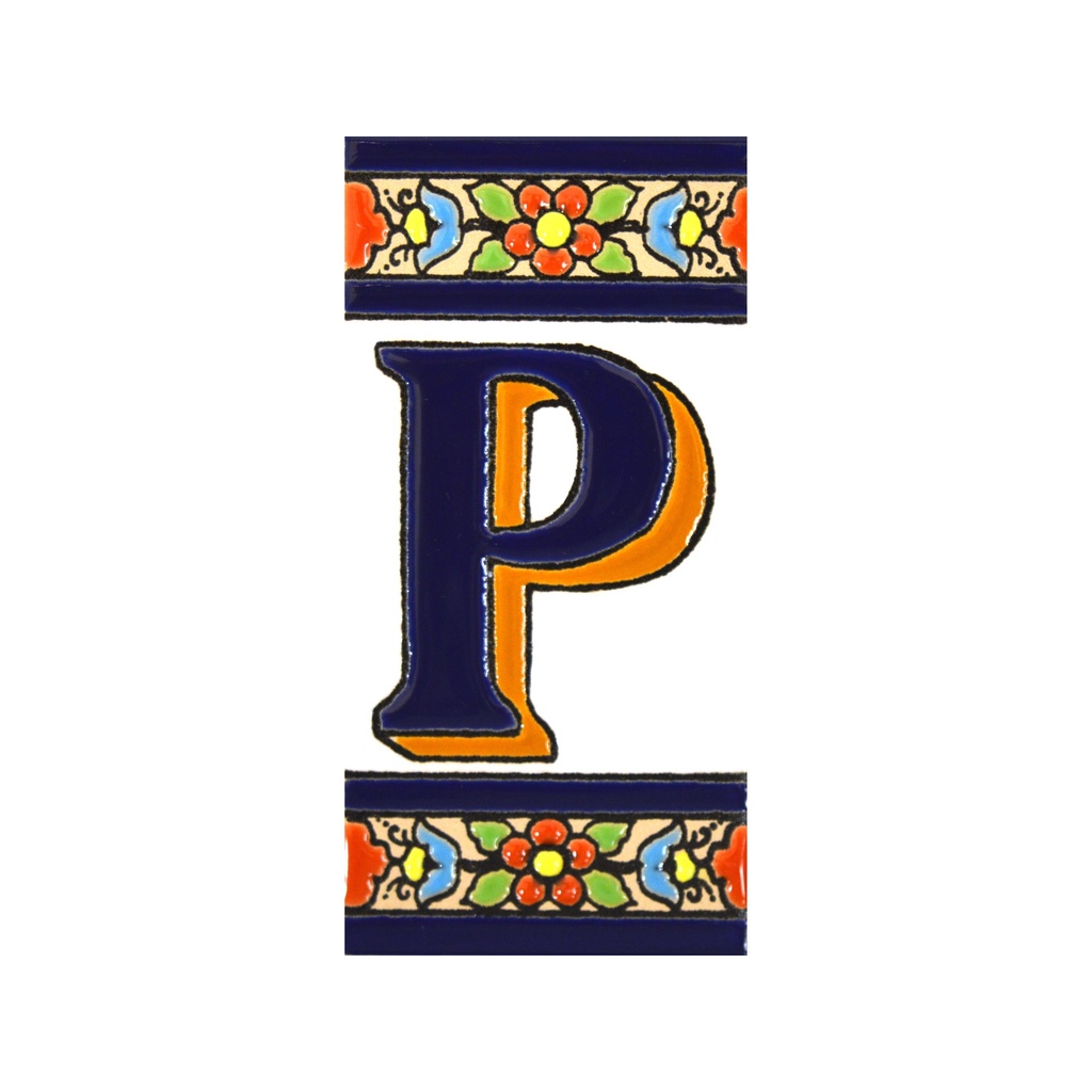 [A01456.P] Lettre P en Carreau – Collection Fleurs (Moyen)