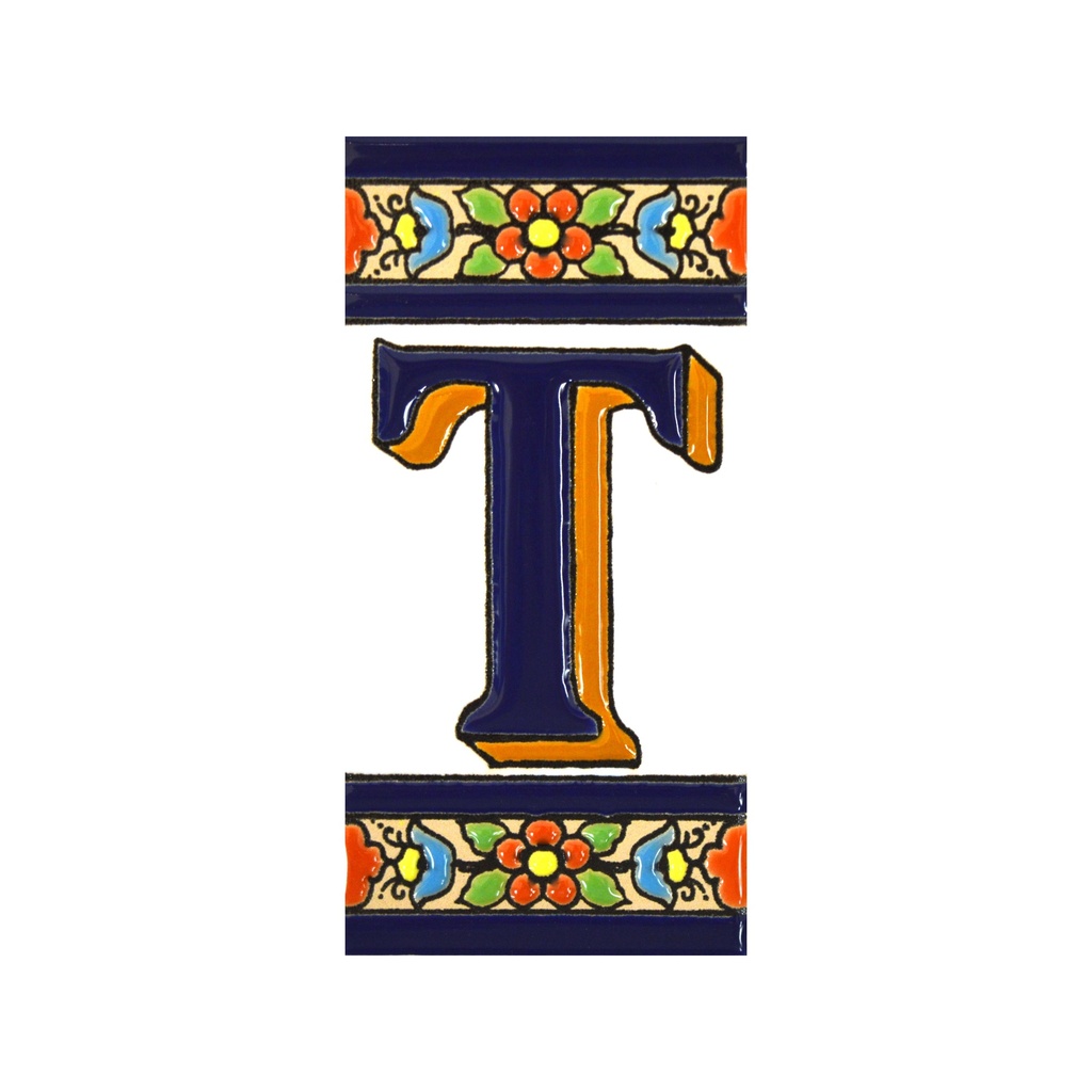 [A01456.T] Lettera T in Piastrella – Collezione Fiori (Medio)