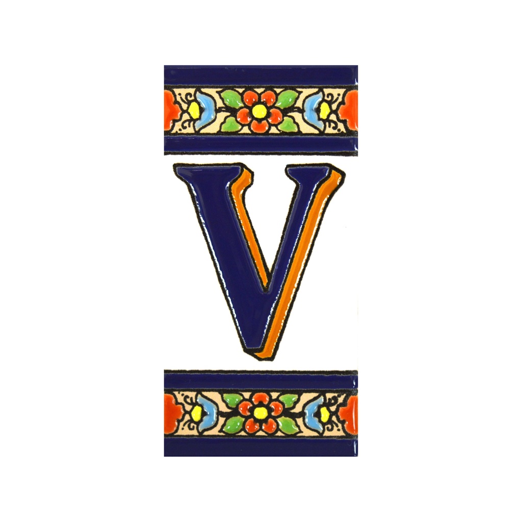 Letter V Tile – Flowers Collection (Medium)