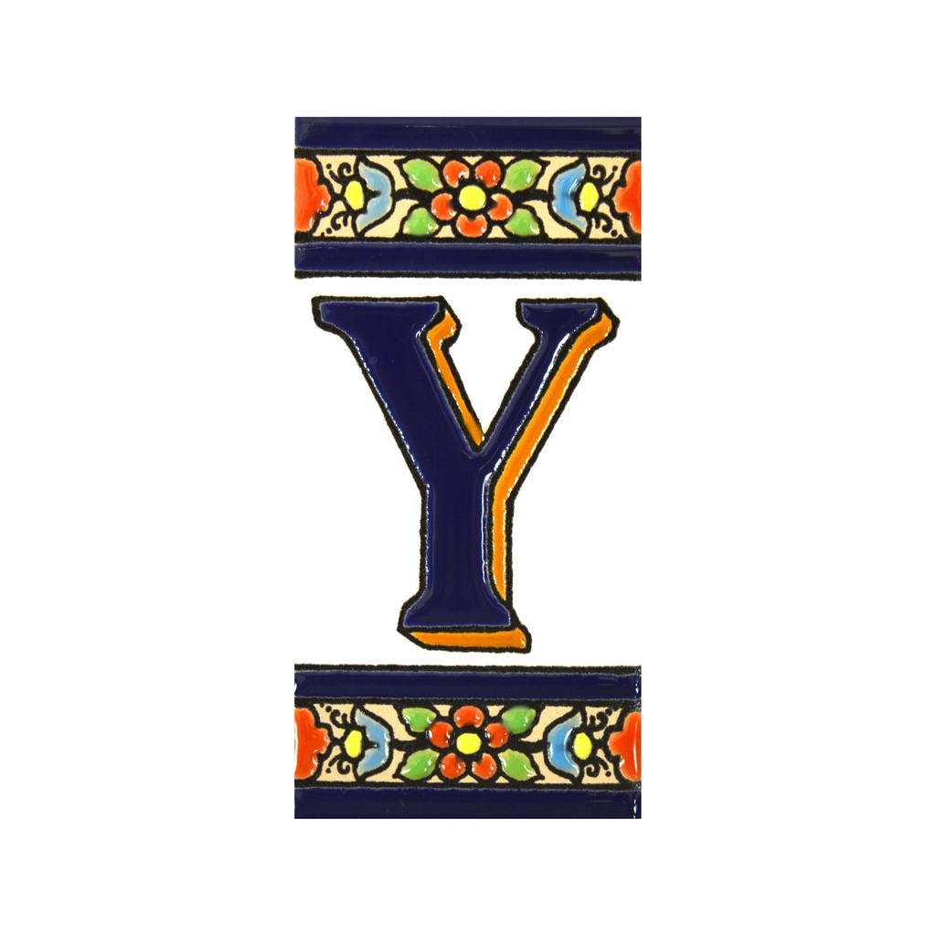 [A01456.Y] Lettre Y en Carreau – Collection Fleurs (Moyen)