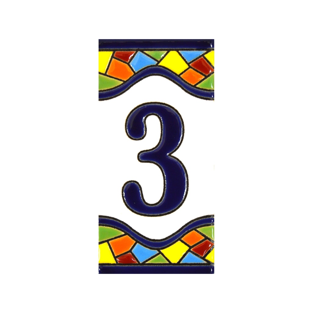 [A17307.3] Number 3 Tile – Mosaic Collection (Medium)