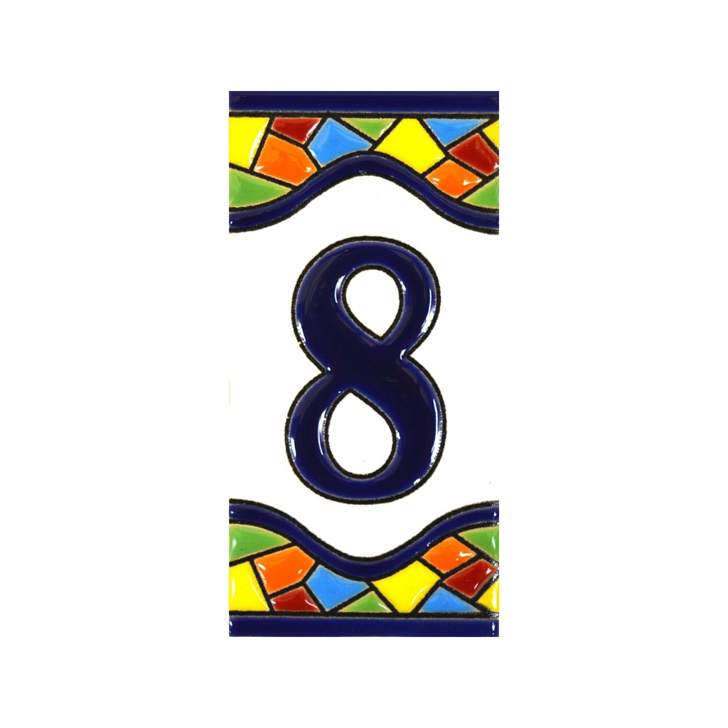 Número 8 en Azulejo – Colección Mosaico Mediano