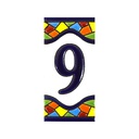 Número 9 en Azulejo – Colección Mosaico Mediano