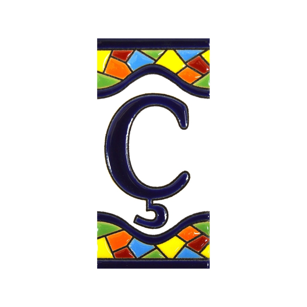 [A17307.Ç] Letra Ç en Azulejo – Colección Mosaico Mediano