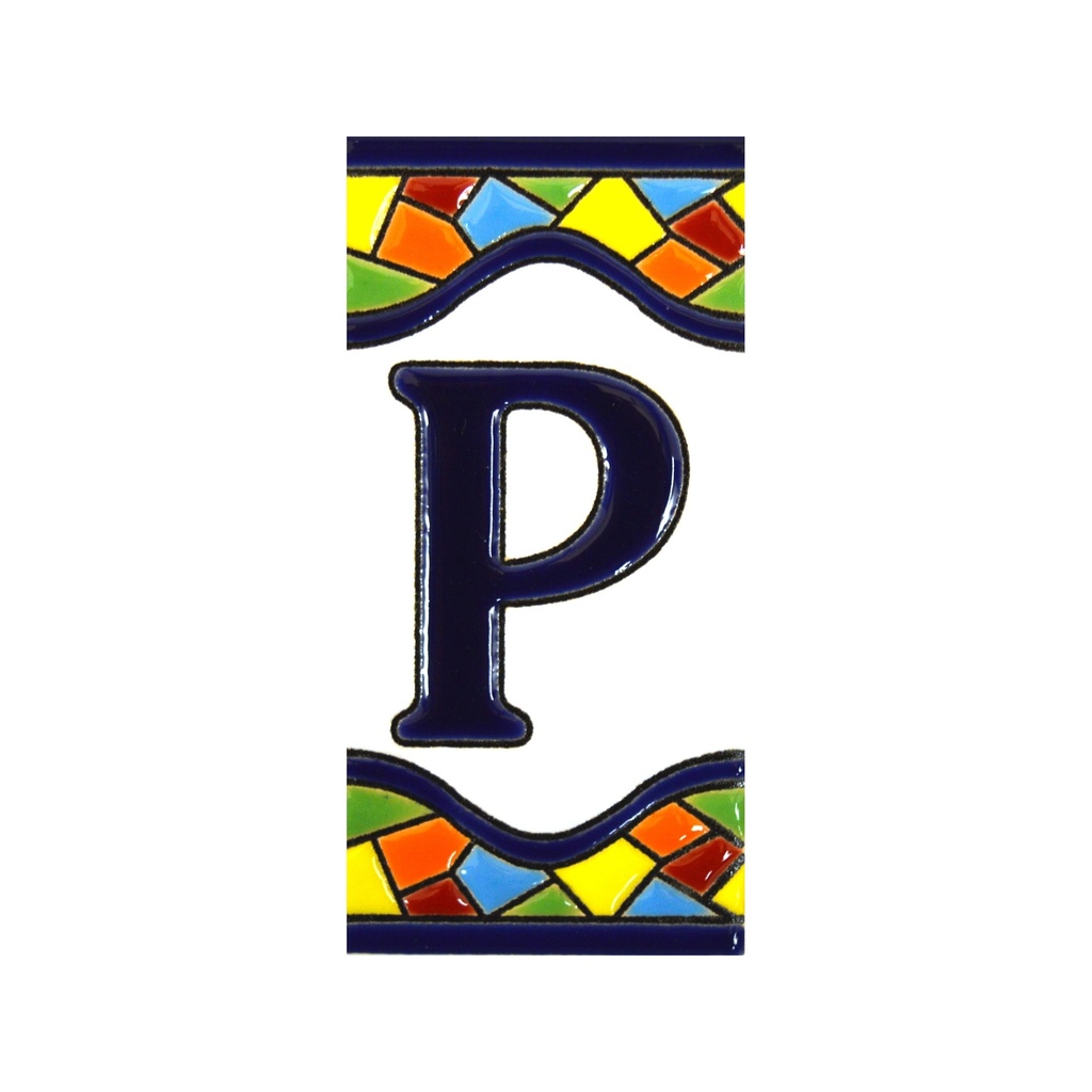 Letra P en Azulejo – Colección Mosaico Mediano