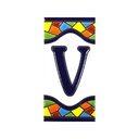 Letra V en Azulejo – Colección Mosaico Mediano