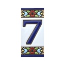 Número 7 en Azulejo – Colección Flores Mini