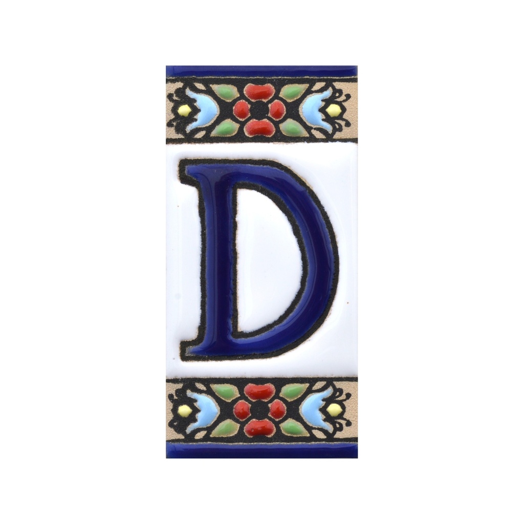 Letra D en Azulejo – Colección Flores Mini