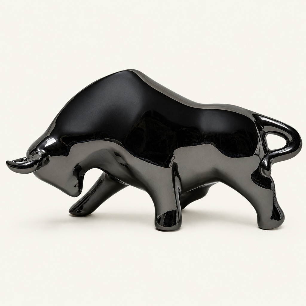 [32995.M] Ceramic Bull Sculpture – Metallic – Large