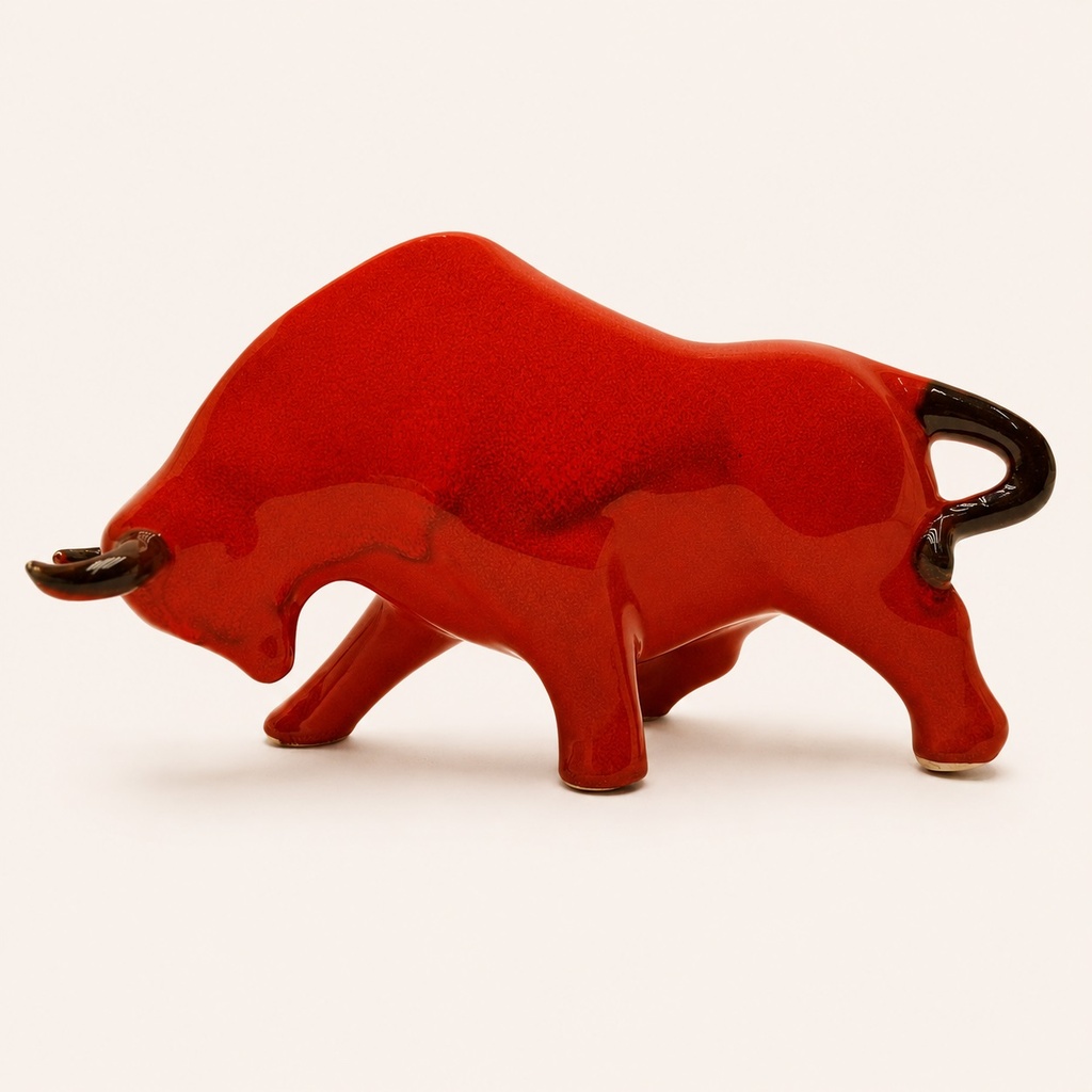 [32995.RS] Sculpture en céramique Taureau – Rojo Salino – Grand