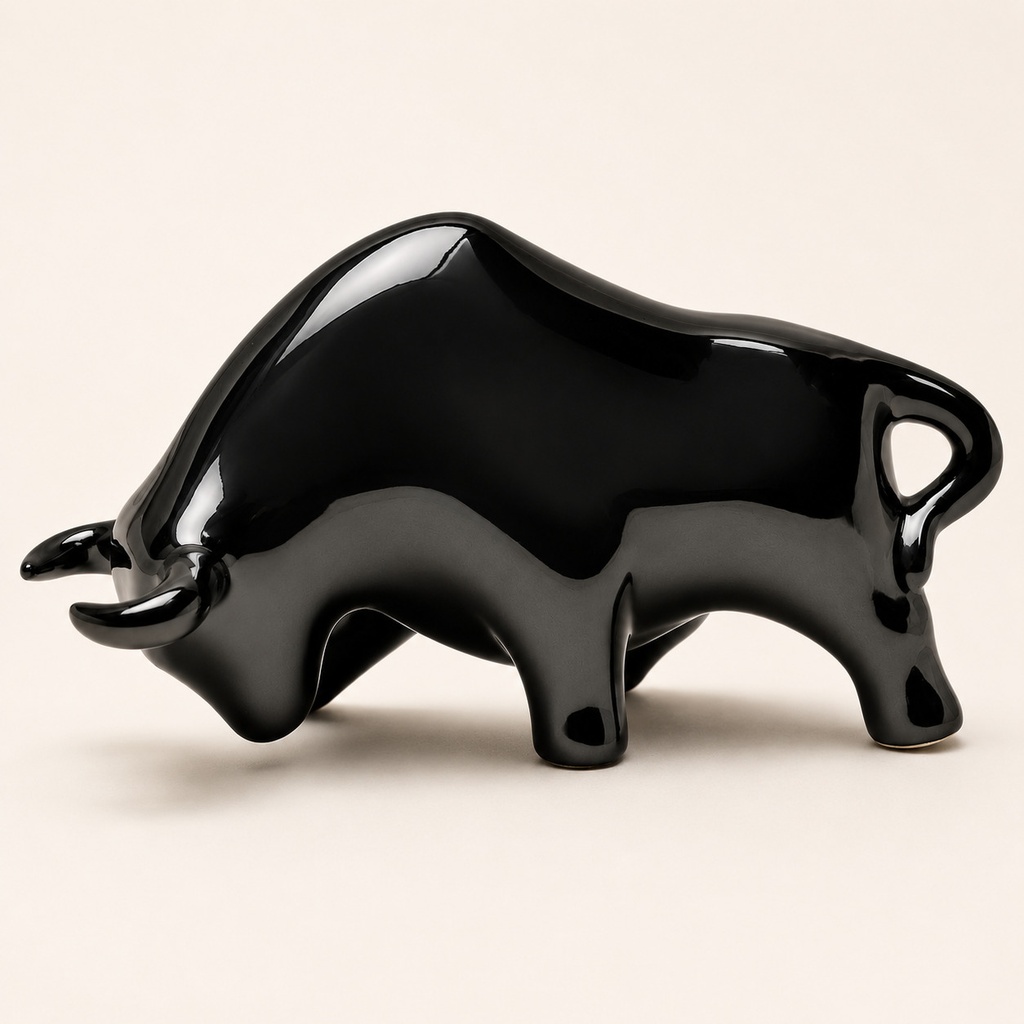 [32997.M] Ceramic Bull Sculpture – Metallic – Small