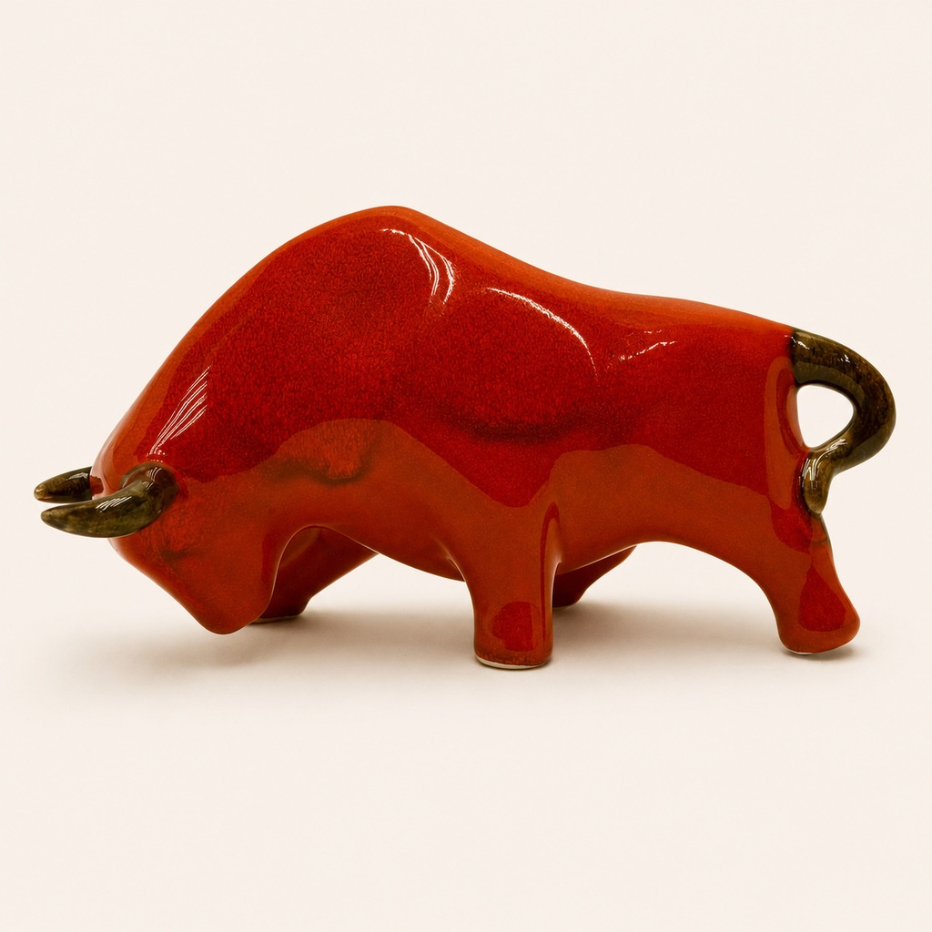 Ceramic Bull Sculpture – Rojo Salino – Small