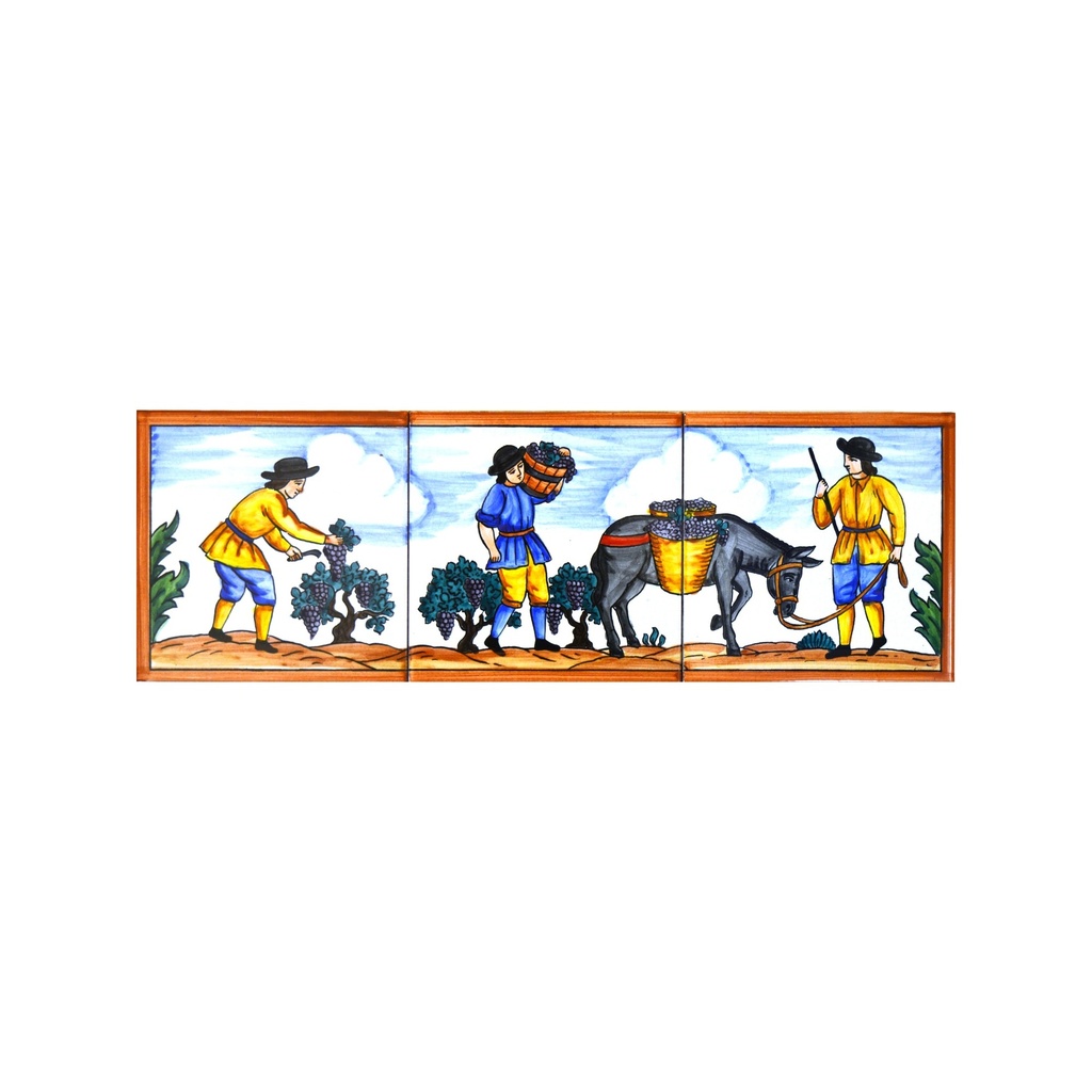 [17999] MURAL VEREMA / COLLITA DEL RAÏM de ceràmica pintat a mà. 45 cm x 15 cm.