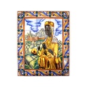 MURAL VERGE DE MONTSERRAT / MARE DE DÉU DE MONTSERRAT / SANTOS / SANTAS / RELIGIONES CON CENEFA de cerámica pintado a mano. 60 cm x 75 cm. 