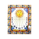 MURAL OROLOGIO SOLARE CON CORNICE di ceramica dipinto a mano. 60 cm x 75 cm