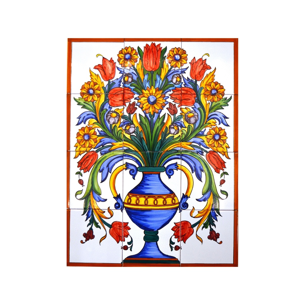 MURAL GERRO / FLORS de ceràmica pintat a mà. 45 cm x 60 cm.