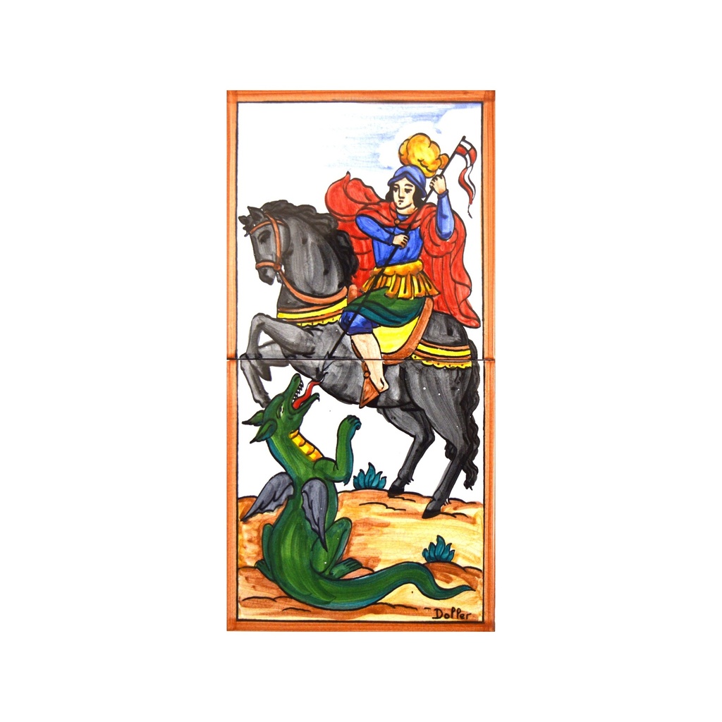 [25572] Handpainted ceramic MURAL SANT JORDI / SAINT GEORGE / SAINTS / RELIGIONS. 5.91'' x 11.81''.