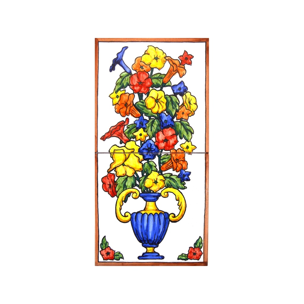 [25574] Handpainted ceramic MURAL FLOWER VASE. 5.91'' x 11.81''.