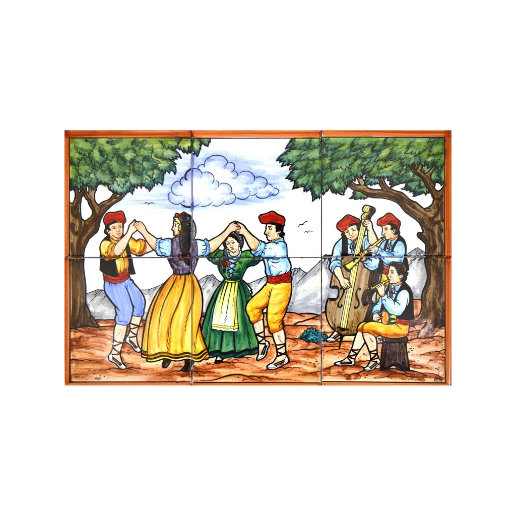 [28251] Handpainted ceramic MURAL SARDANA. 17.72'' x 11.81''.