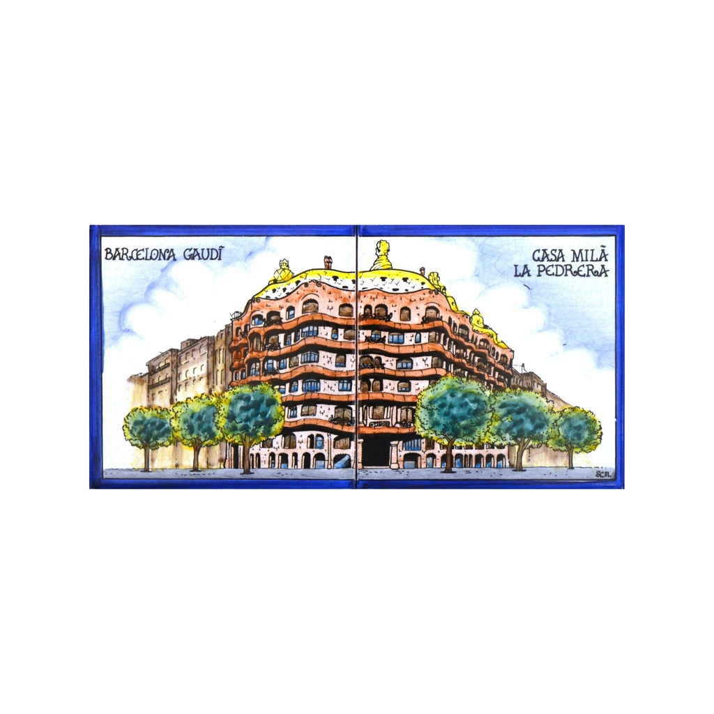 [28280] MURAL LA PEDRERA / CASA MILA di ceramica dipinto a mano. 30 cm x 15 cm.