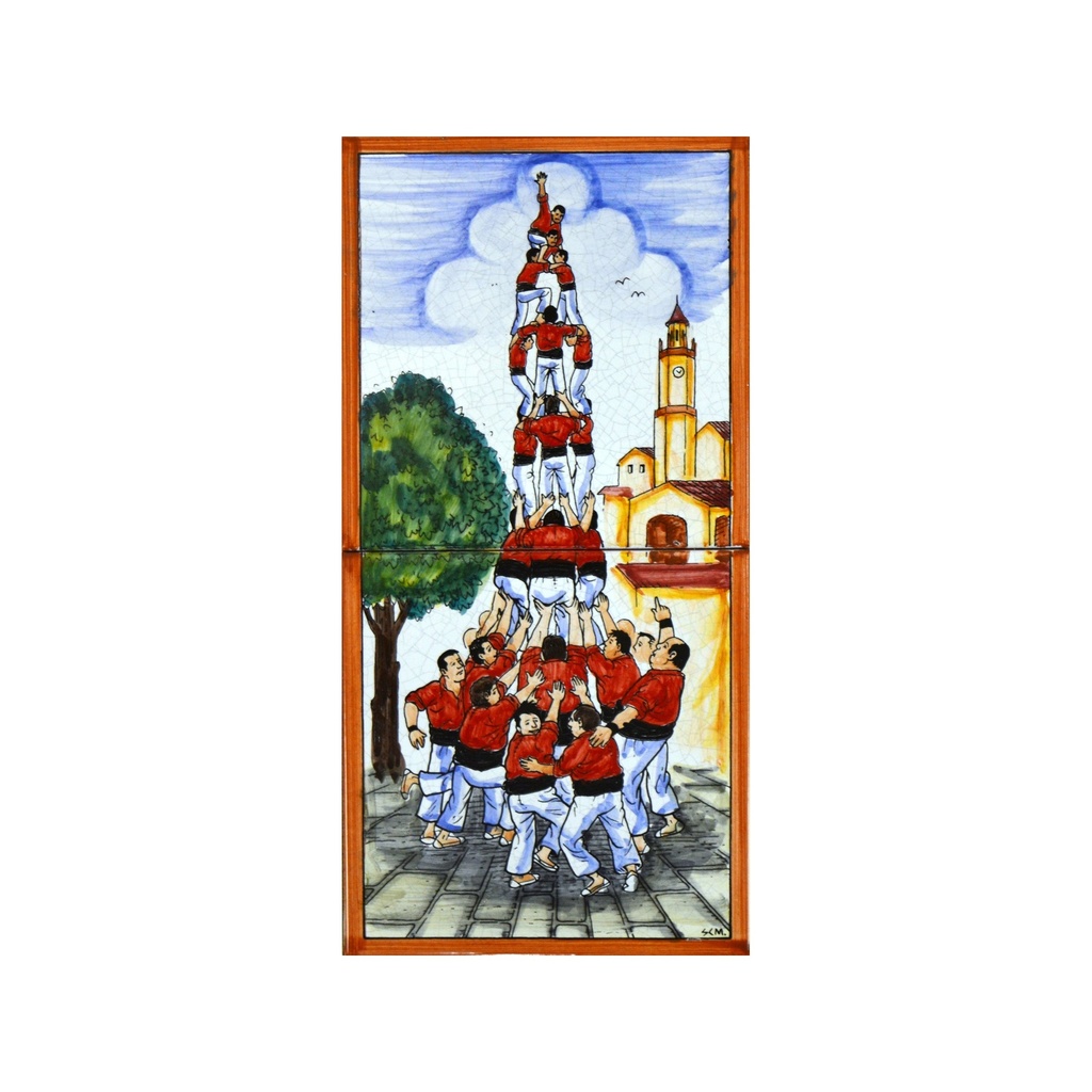 [28294] MURAL CASTELLERS de cerámica pintado a mano. 15 cm x 30 cm. 