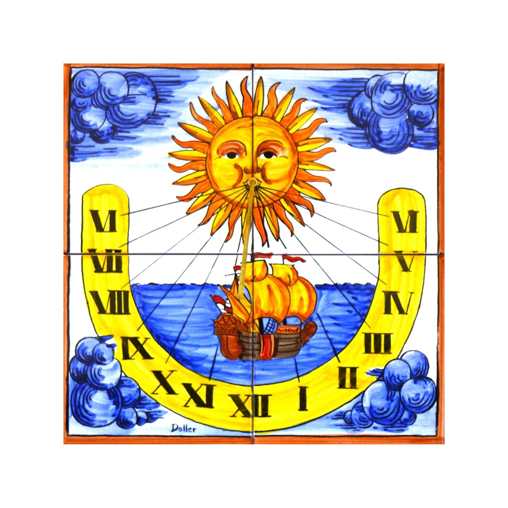 [28307] MURAL RELLOTGE DE SOL de ceràmica pintat a mà. 30 cm x 30 cm.