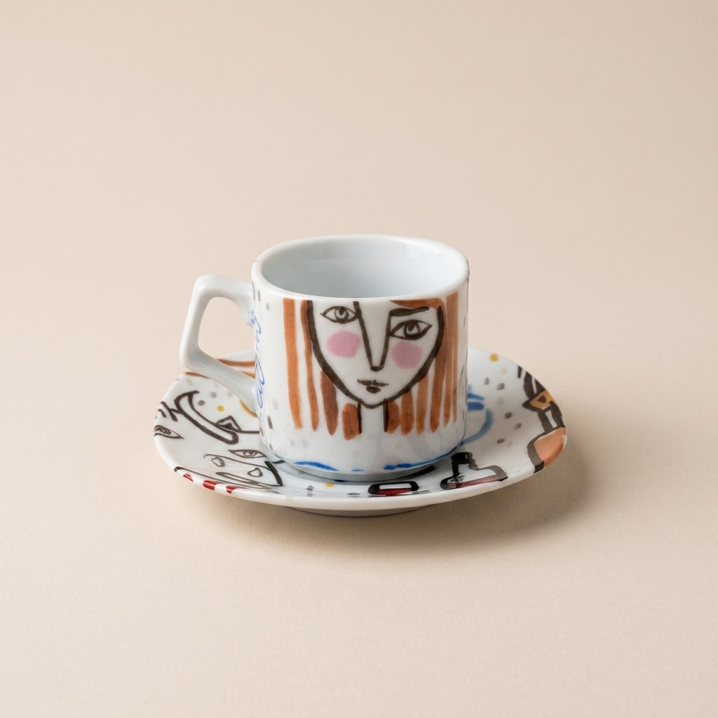 [60599] TAZA Y PLATO MERLIN CUBISME IMAGINE