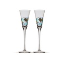 ART ESCUDELLERS 2 Copas de Cava de Cristal, estilo GAUDÍ. Artesanales y Pintadas a Mano por Artistas Europeos. Regalos para Bodas de Oro,  Novios - Colección Aqua