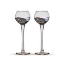 ART ESCUDELLERS 2 copas GRAPPA, estilo GAUDÍ. Originales de Cristal Artesanales y Pintados a Mano por Artistas Europeos. Copas para novios. Regalo de boda, cumpleaños - Colección Aqua
