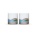 ART ESCUDELLERS 2 Vasos de Whisky de Cristal, estilo GAUDÍ. Artesanales y Pintados a Mano por Artistas Europeos - Colección Aqua