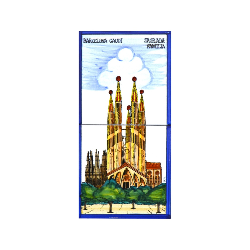 [28281] MURAL SAGRADA FAMILIA de cerámica pintado a mano. 15 cm x 30 cm. 