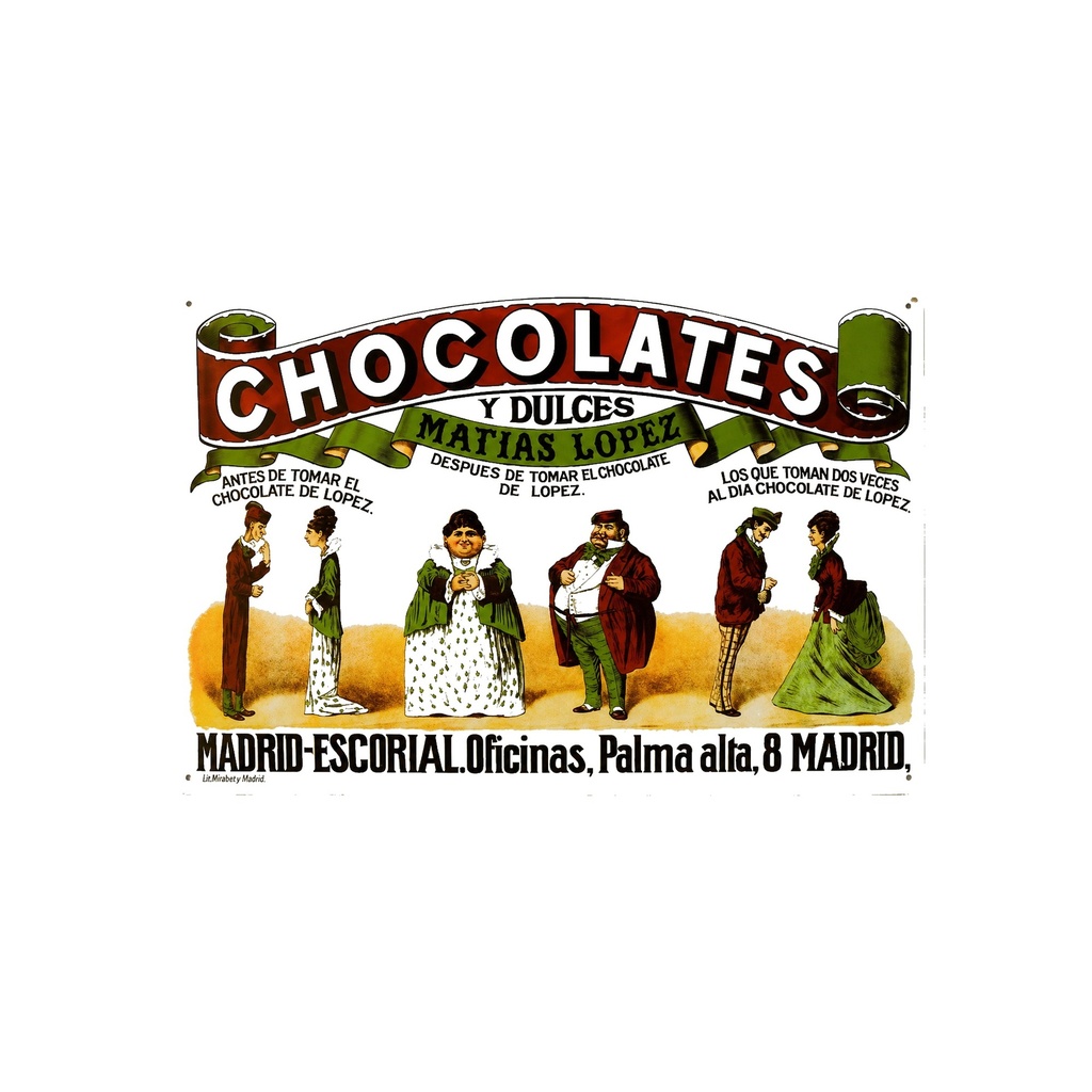 [52006] Tin poster sign, with retro vintage design from Catalunya/Spain. Tin sign. 19,68" X 13,19" (CHOCOLATES MATIAS)