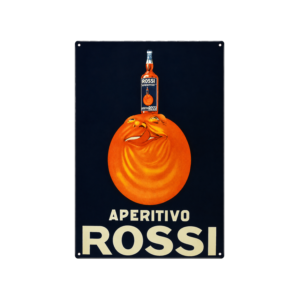 [52027] Tin poster sign, with retro vintage design from Catalunya/Spain. Tin sign. 19,68" X 13,19" (APERITIVO ROSSI)