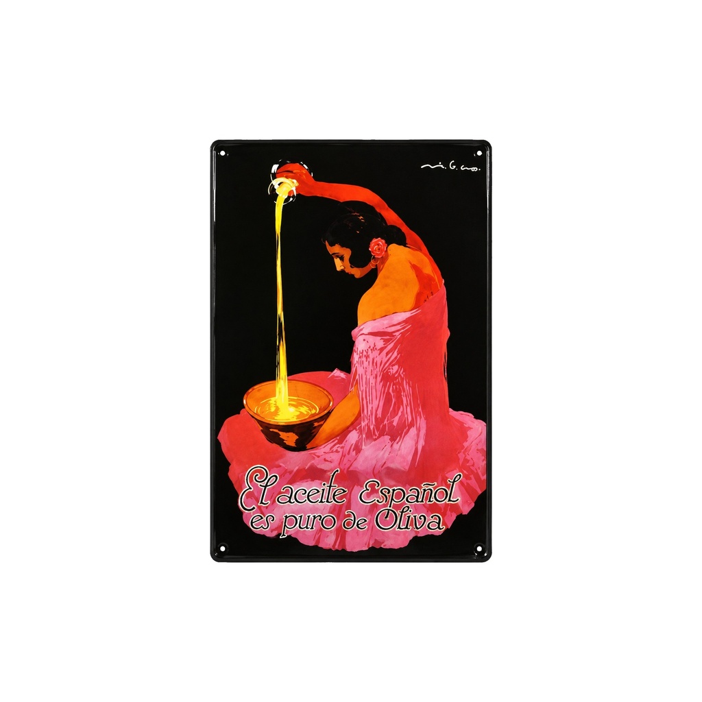 [53001] Tin poster sign, with retro vintage design from Catalunya/Spain. Tin sign. 11,81" X 7,87" (ACEITE ESPAÑOL)