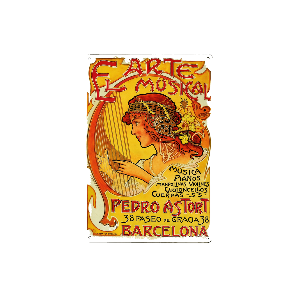 [53010] Tin poster sign, with retro vintage design from Catalunya/Spain. Tin sign. 11,81" X 7,87" (PLAZA DE TOROS MONUMENTAL BARCELONA CAPOTE)