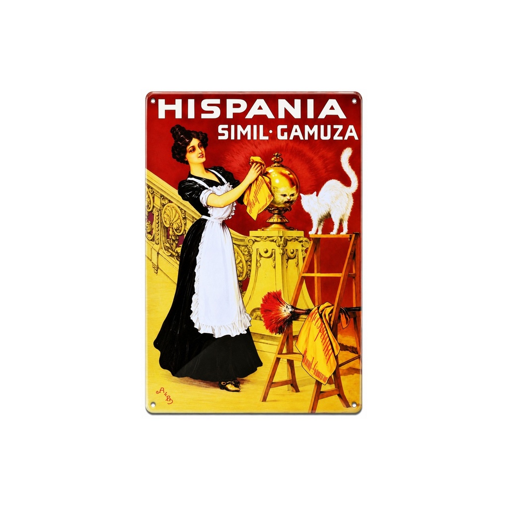 Cartell pòster publicitari de xapa metàl·lica amb disseny retro vintage de Catalunya / Espanya. Tin sign. 30 cm x 20 cm (Símil camussa)