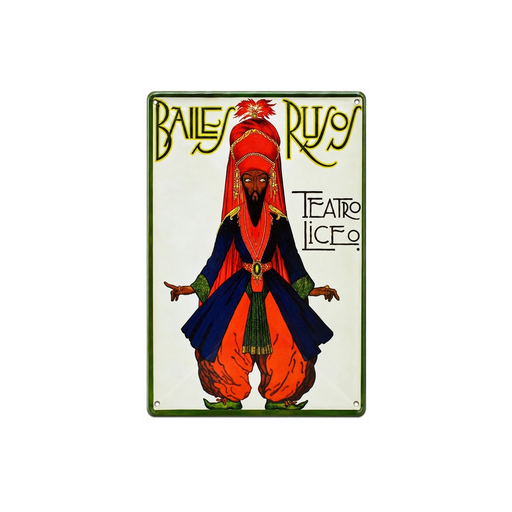 [53025] Tin poster sign, with retro vintage design from Catalunya/Spain. Tin sign. 11,81" X 7,87" (BAILES RUSOS CON TURBANTE)