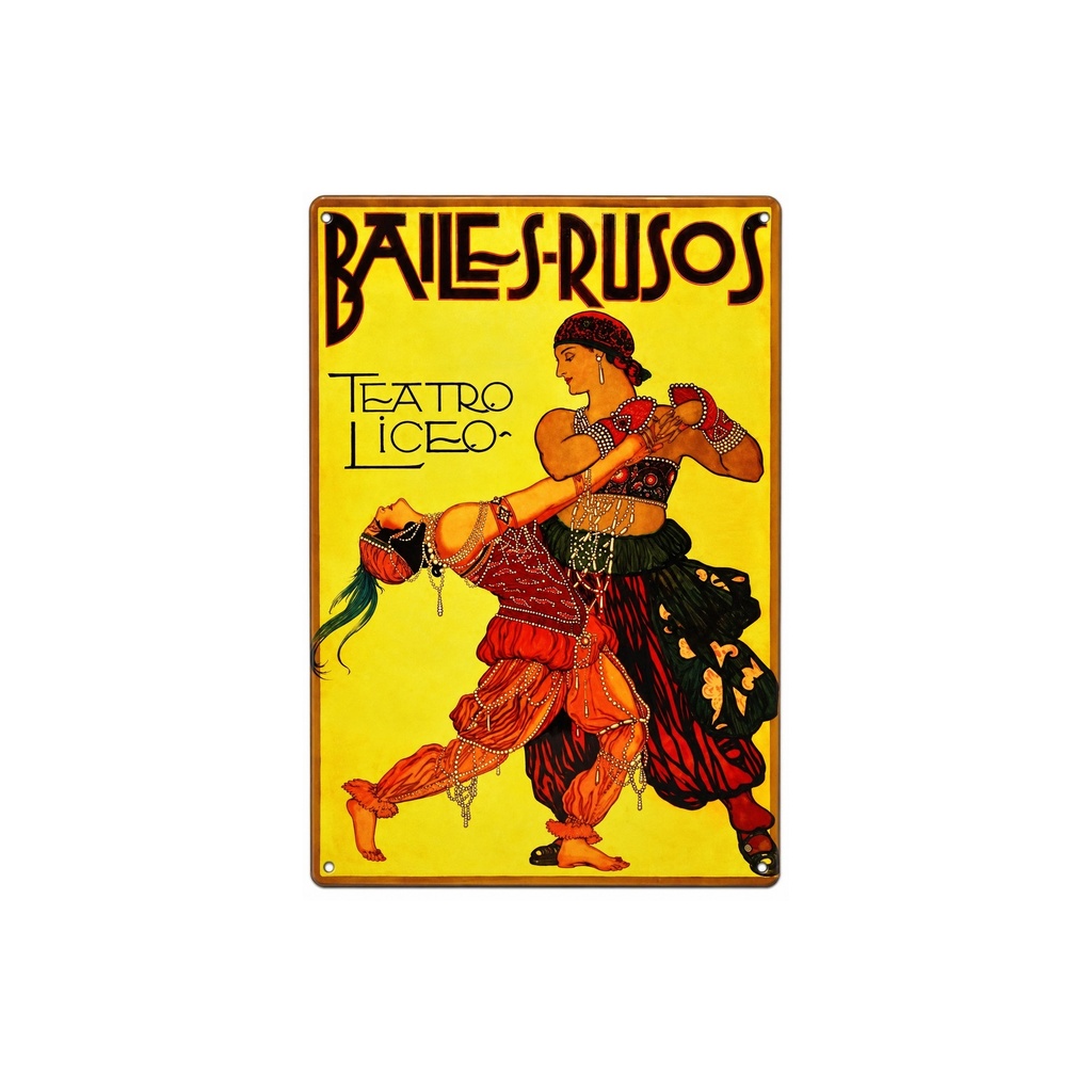 [53029] Affiche Poster publicitaire de plaque métallique avec dessin retro vintage de la Catalogne / l'Espagne. Tin sign. 30 cm x 20 cm (BAILES RUSOS)