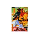 Cartell pòster publicitari de xapa metàl·lica amb disseny retro vintage de Catalunya / Espanya. Tin sign. 30 cm x 20 cm (Fira de Jerez 1948)
